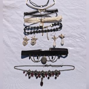Vintage Goth Choker Necklace Bundle Set